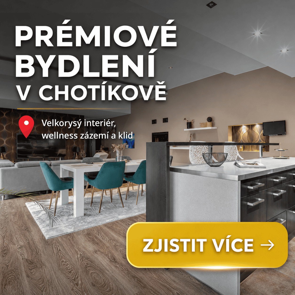 Ukázka druhého čtvercového reklamního banneru pro realitní projekt